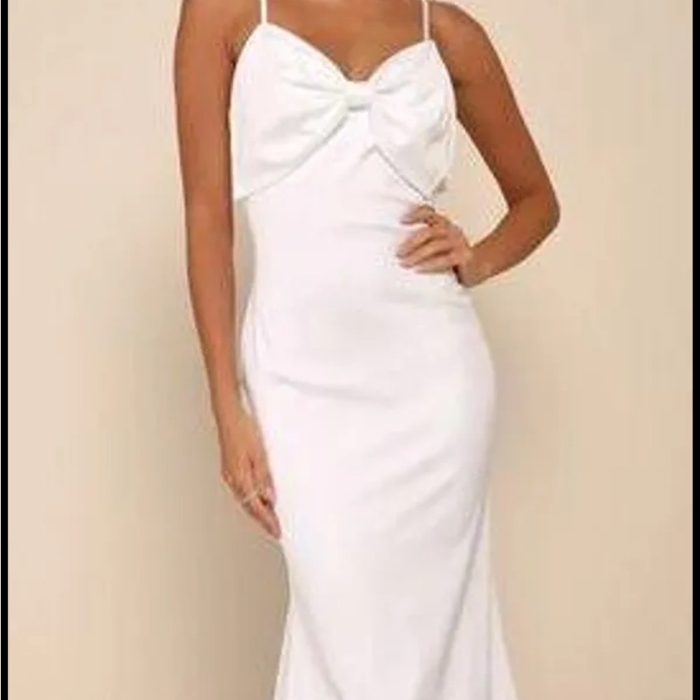 Lulu's White Sheath Spaghetti Strap Dress